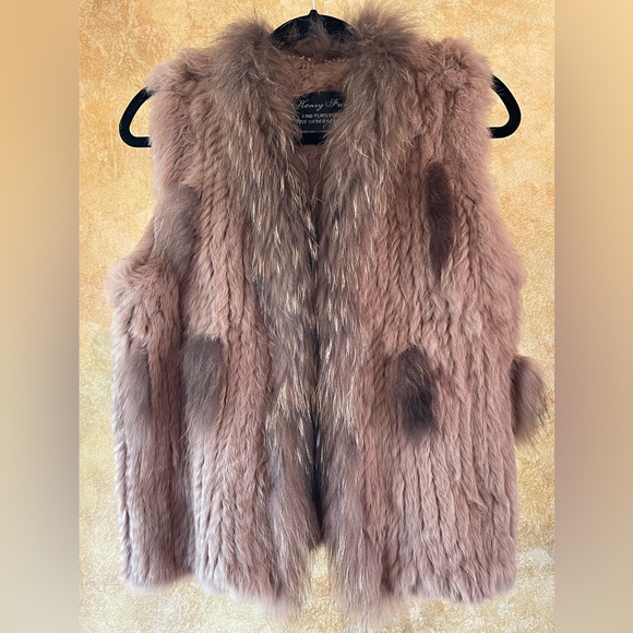 HENIG FURS FINE FUR VEST Taupe Rabbit and Raccoon Fur S/M NWT! - Picture 4 of 10